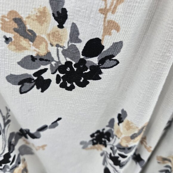 Melloday White Floral V-Neck Long Sleeve Pullover Casual Textured Blouse 2x - Picture 5 of 11